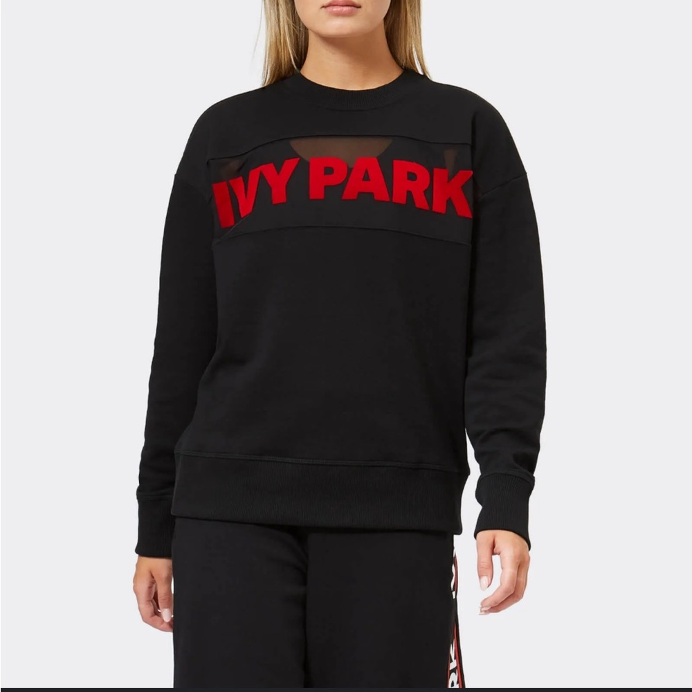 IVY PARK Logo Mesh Panel Sweatshirt Black And Red Size Small